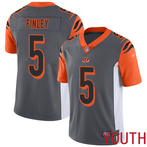 Cincinnati Bengals Limited Silver Youth Ryan Finley Jersey NFL Footballl #5 Inverted Legend->youth nfl jersey->Youth Jersey
